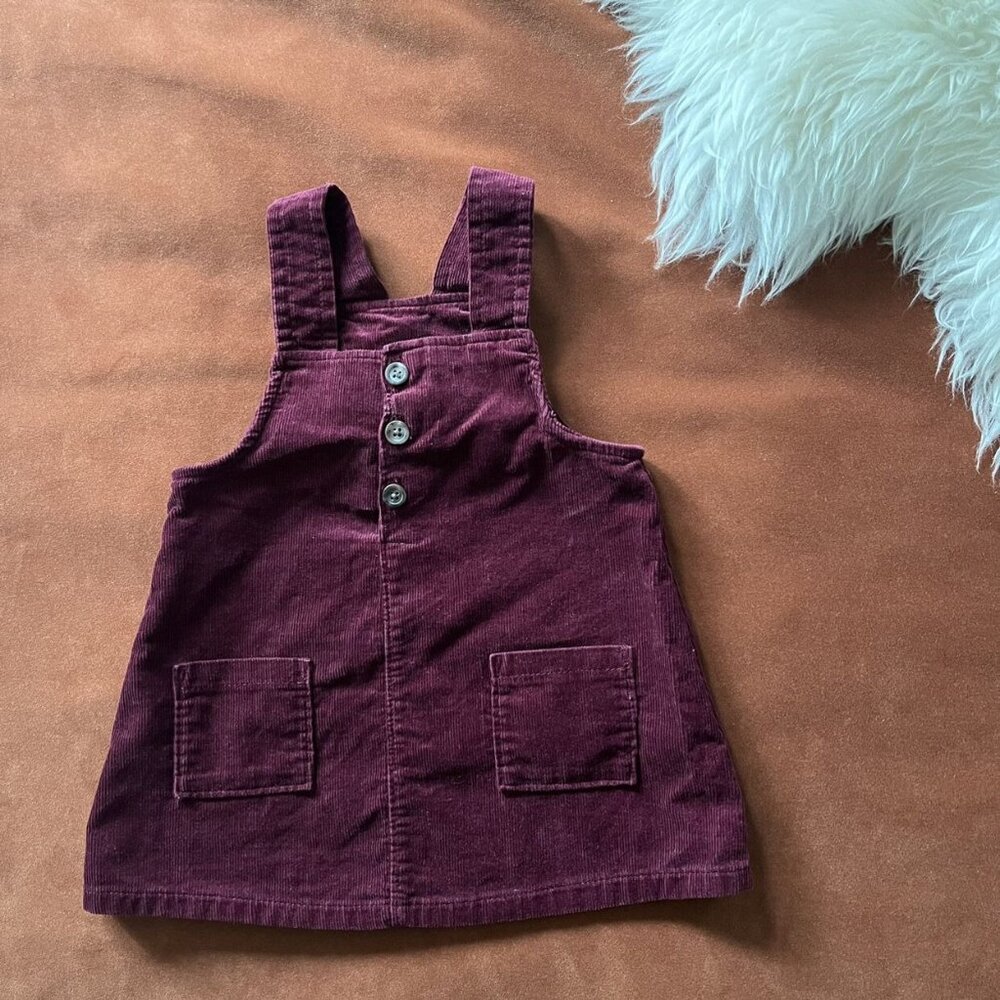 Old navy button front corduroy jumper dress 12 to 18 months burgundy